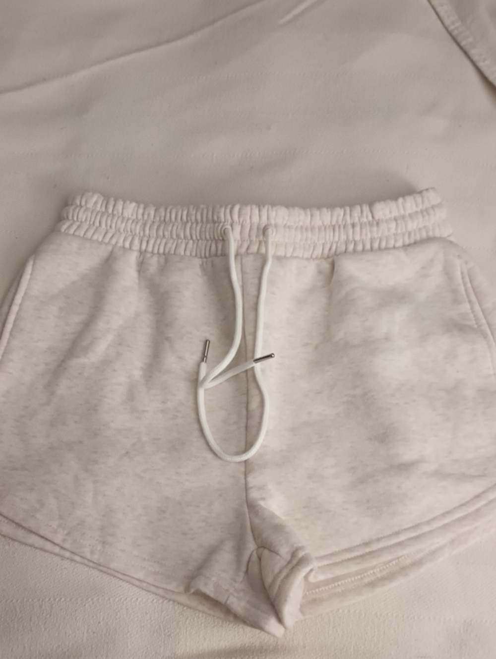 Women's Cream Drawstring Lounge Shorts